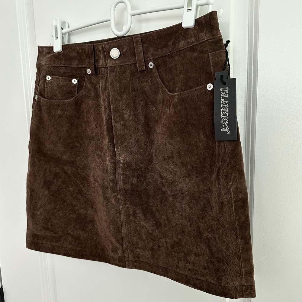 Trending Chocolate Brown Genuine Suede Leather Fall Mini Skirt - Picture 6 of 15